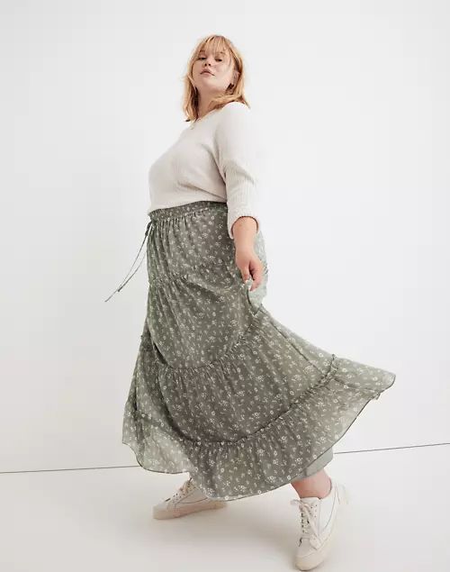Plus Pull-on Ruffle Tiered Maxi Skirt in Cottage Garden | Madewell
