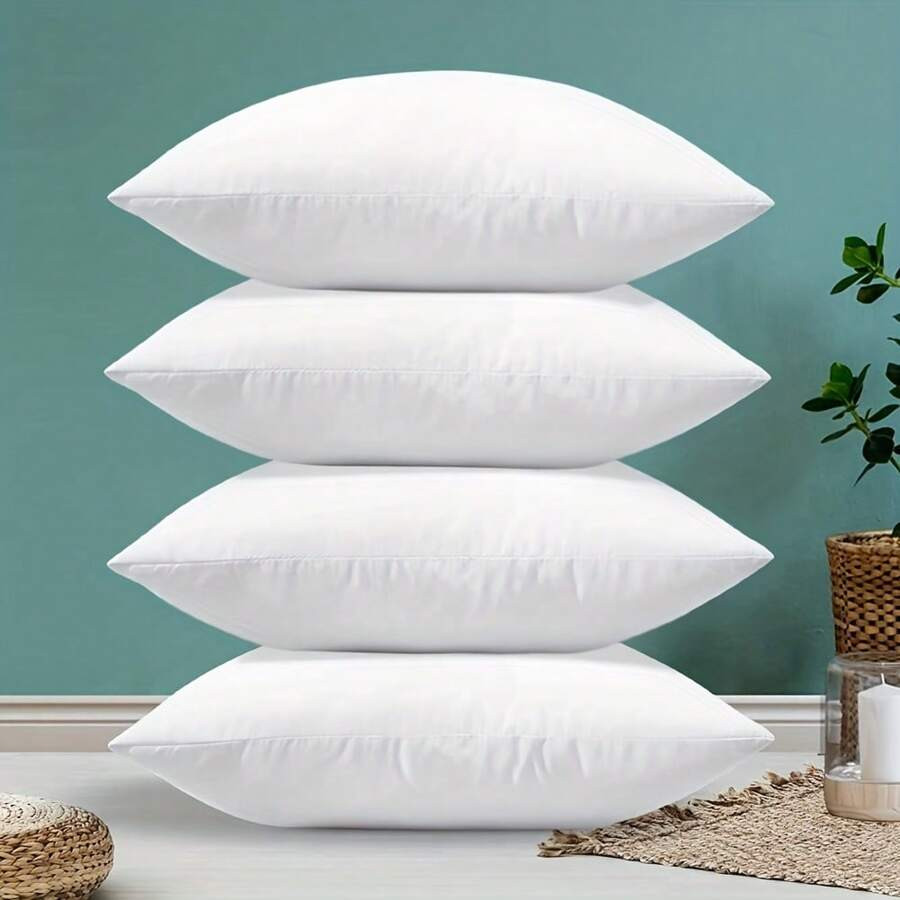 4pcs Throw Pillow Inserts, 18*18inch Square Cushion Inner Soft Fluffy Plump Stuffer Cushion Pillo... | SHEIN