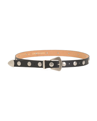 Made In Italy Leather Studded Belt | TJ Maxx