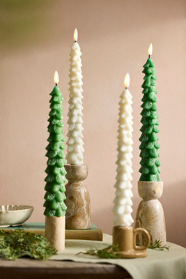 Flameless Wax Tree Taper Candles, Set of 2 | Anthropologie (US)