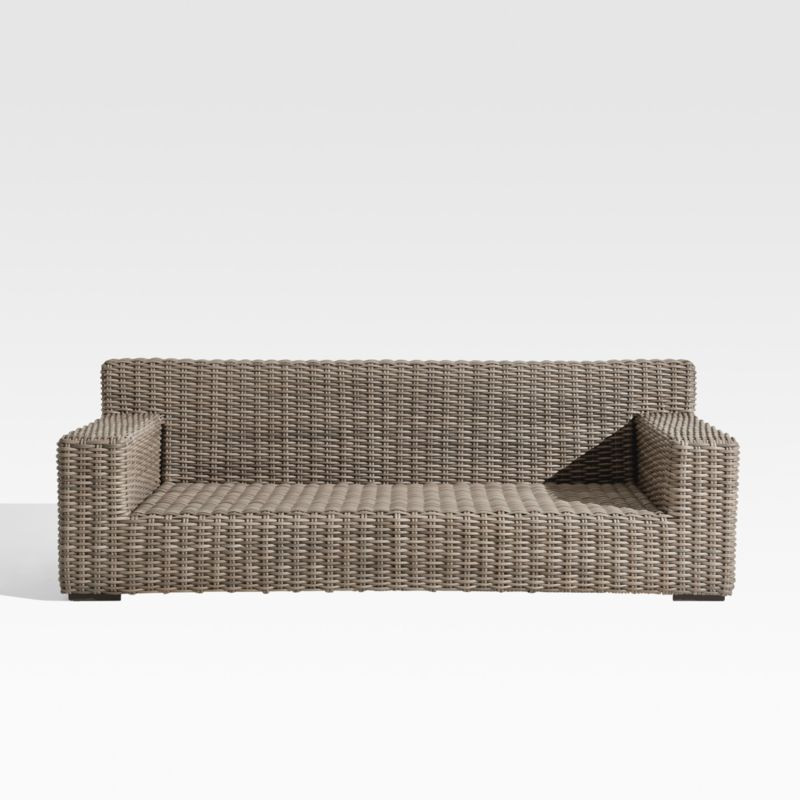 Abaco All-Weather Resin Wicker Outdoor Patio Sofa + Reviews | Crate & Barrel | Crate & Barrel