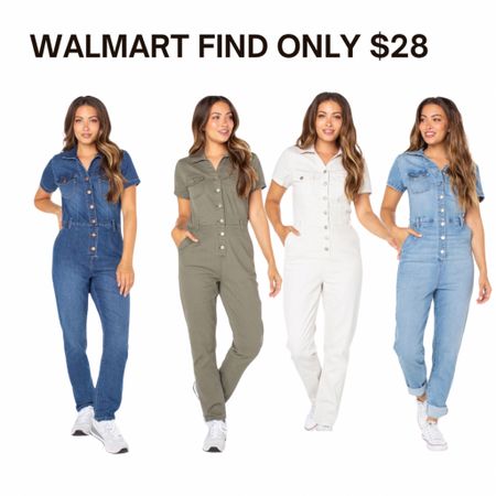 Such a great deal! I love the white for upcoming spring! #denimjumpsuit #walmartfinds #midsizefashion 

#LTKover40 #LTKSpringSale #LTKfindsunder50