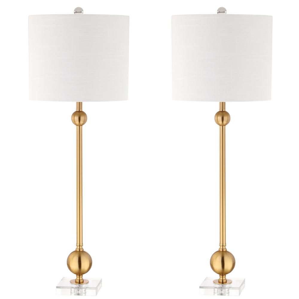 Hollis 34 in. Brass Metal Table Lamp with Crystal Base (Set of 2) | The Home Depot
