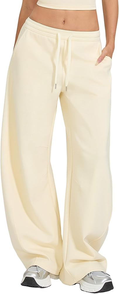 MOOSLOVER Women Barrel Sweatpants Baggy Wide Leg Pants Elastic Waisted Drawstring Lounge Sweat Pa... | Amazon (US)