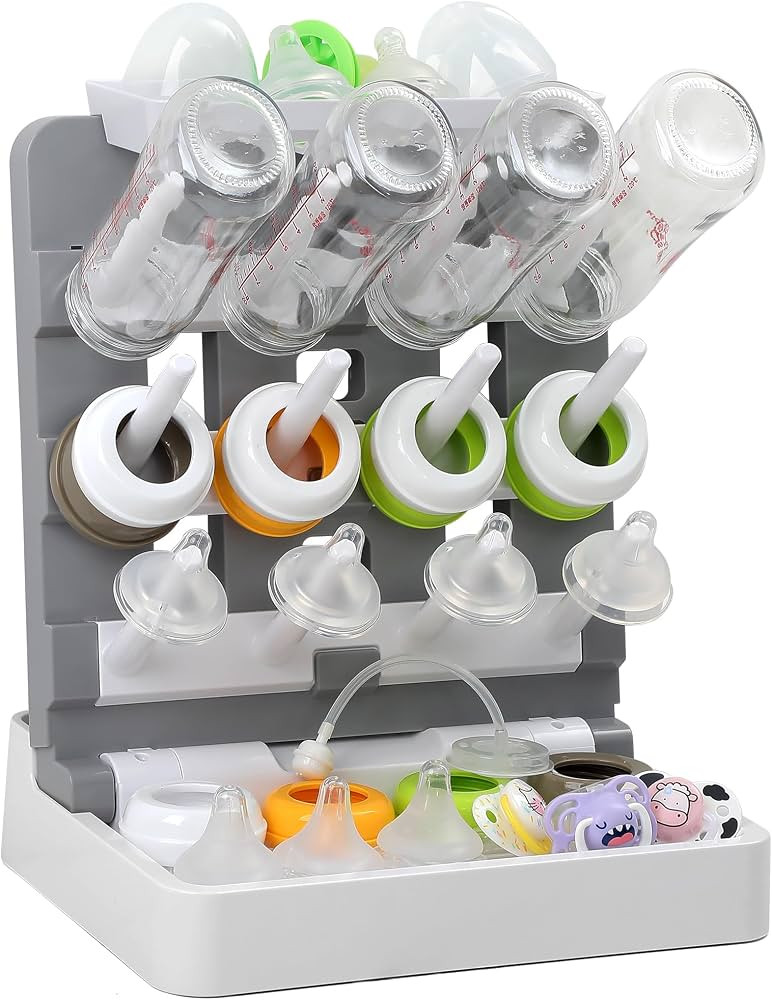 Baby Bottle Drying Rack, Vertical Standing Bottle Dryer Rack Holder-Space Saving Baby Bottle Dryi... | Amazon (US)