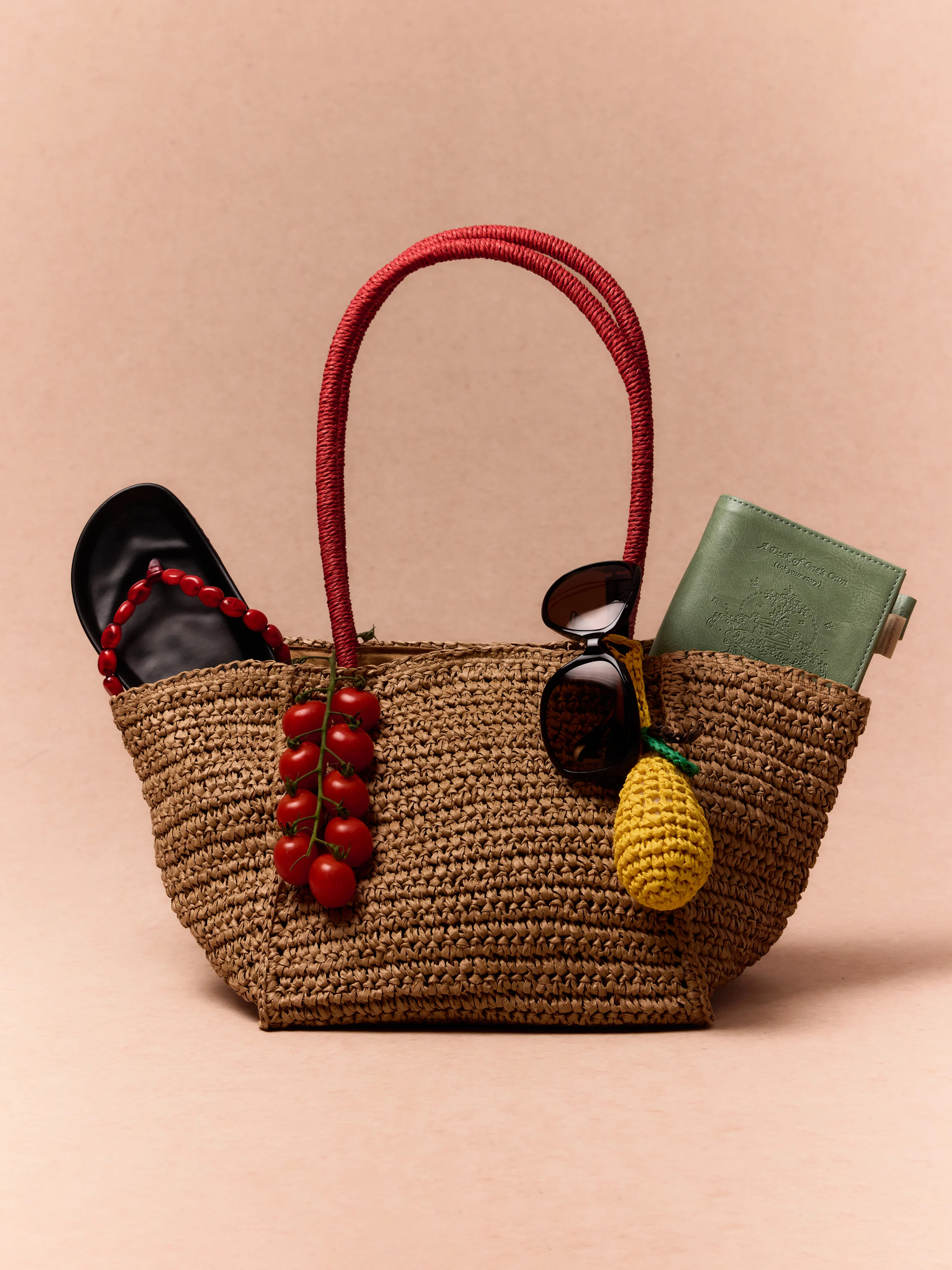 TWO-TONE STRAW TOTE BAG | Cider