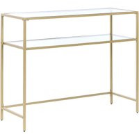 Beliani - Glam Rectangular Console Table Tempered Glass Iron Shelf Gold Aline - Gold | ManoMano UK