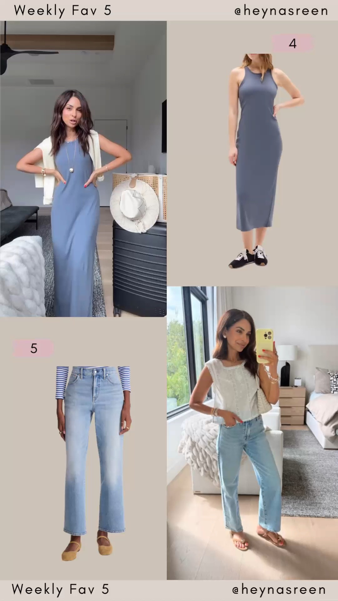 Fav 5:
#4: Athleta dress
#5: Madewell jeans