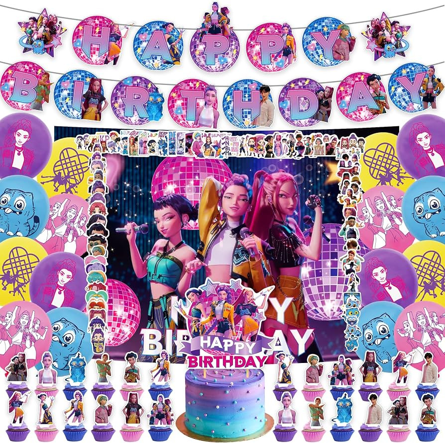 117 Pcs Demon Hunters Birthday Decorations Set, Party Supplies Set Include Banner, Backdrop, Ball... | Amazon (US)