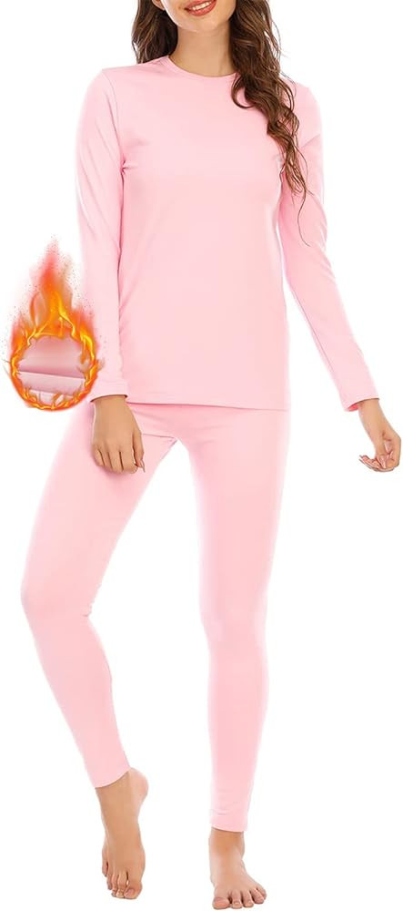 Thermal Underwear for Women Long Johns Fleece Lined Base Layer Top Bottom Pajama Set Winter Cloth... | Amazon (US)