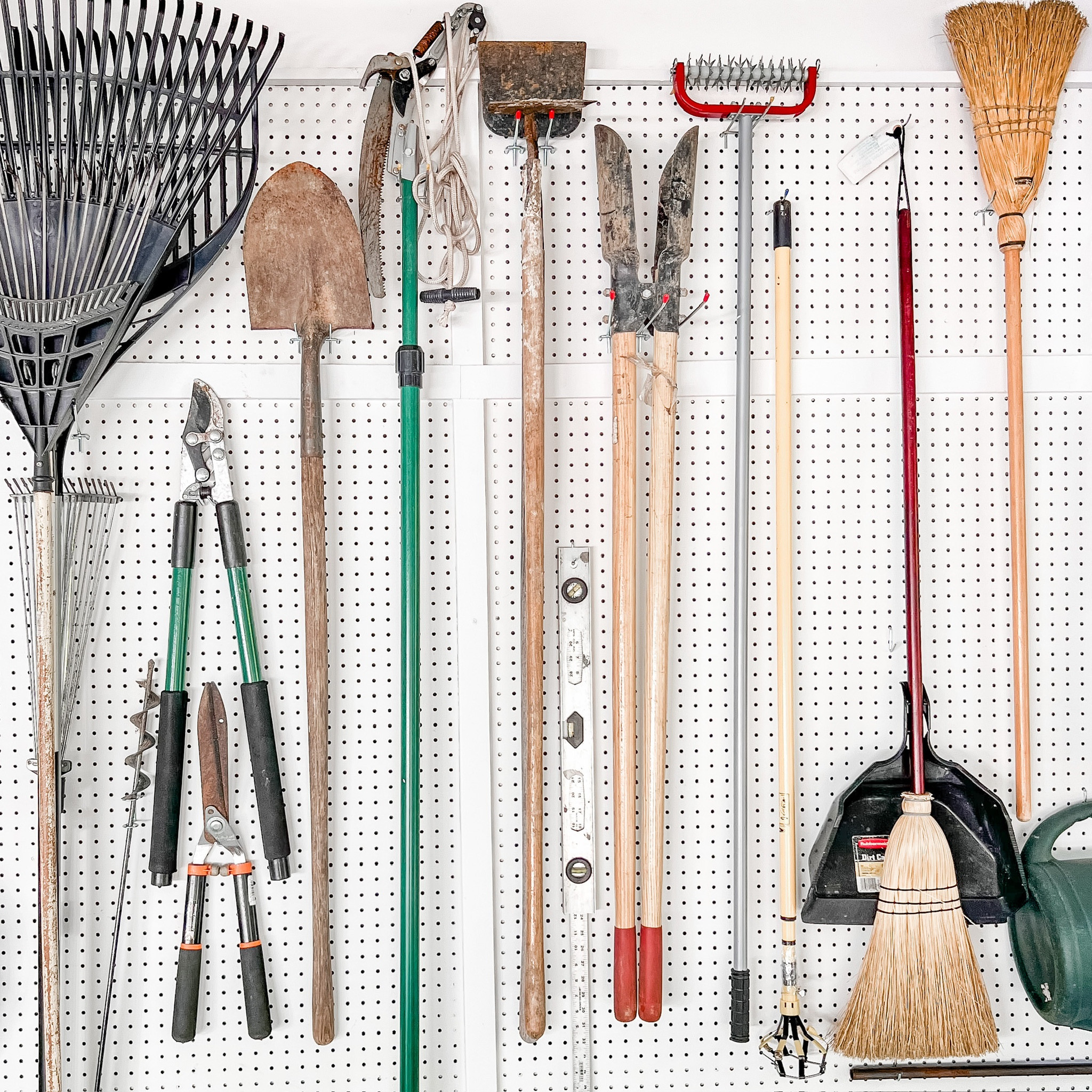 Have a peg board on your garage wall? Make sure you’re utilizing fully to maximize the wall space and to declutter floor space. For this project, our client already had a peg board that wasn’t really being used. We filled it with all the right accessory hooks to bring all the large tools off of the floor. Having the right storage solutions in the garage makes all the difference! Swipe to see the before!

#LTKSeasonal #LTKhome #LTKfamily