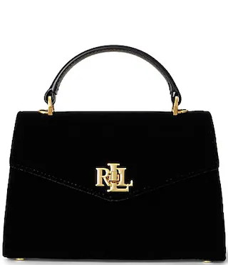 Lauren Ralph Lauren Farrah Small Velvet Satchel Bag - Black | Dillard's