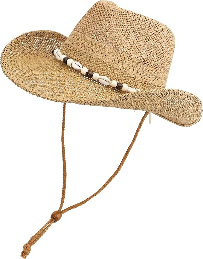 Adult Sun Straw Women Men Cowgirl Western Cowboy Hat Colored | Amazon (US)