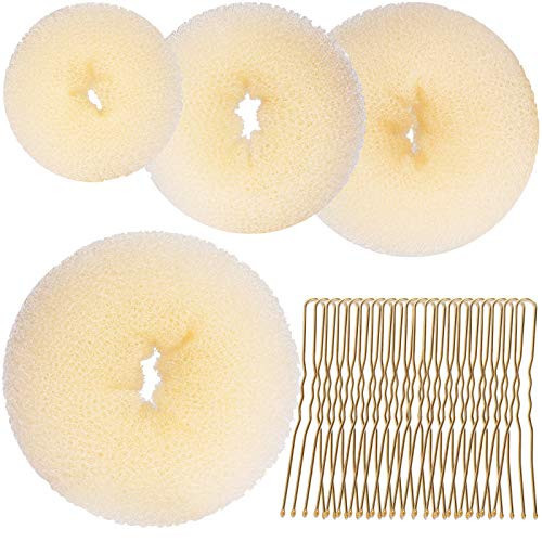 Teenitor 4 Pcs Hair Donut Hair Bun Maker(Extra-large, Large, Medium, Small) with Hair Pins 20 Pcs, Blonde | Amazon (US)