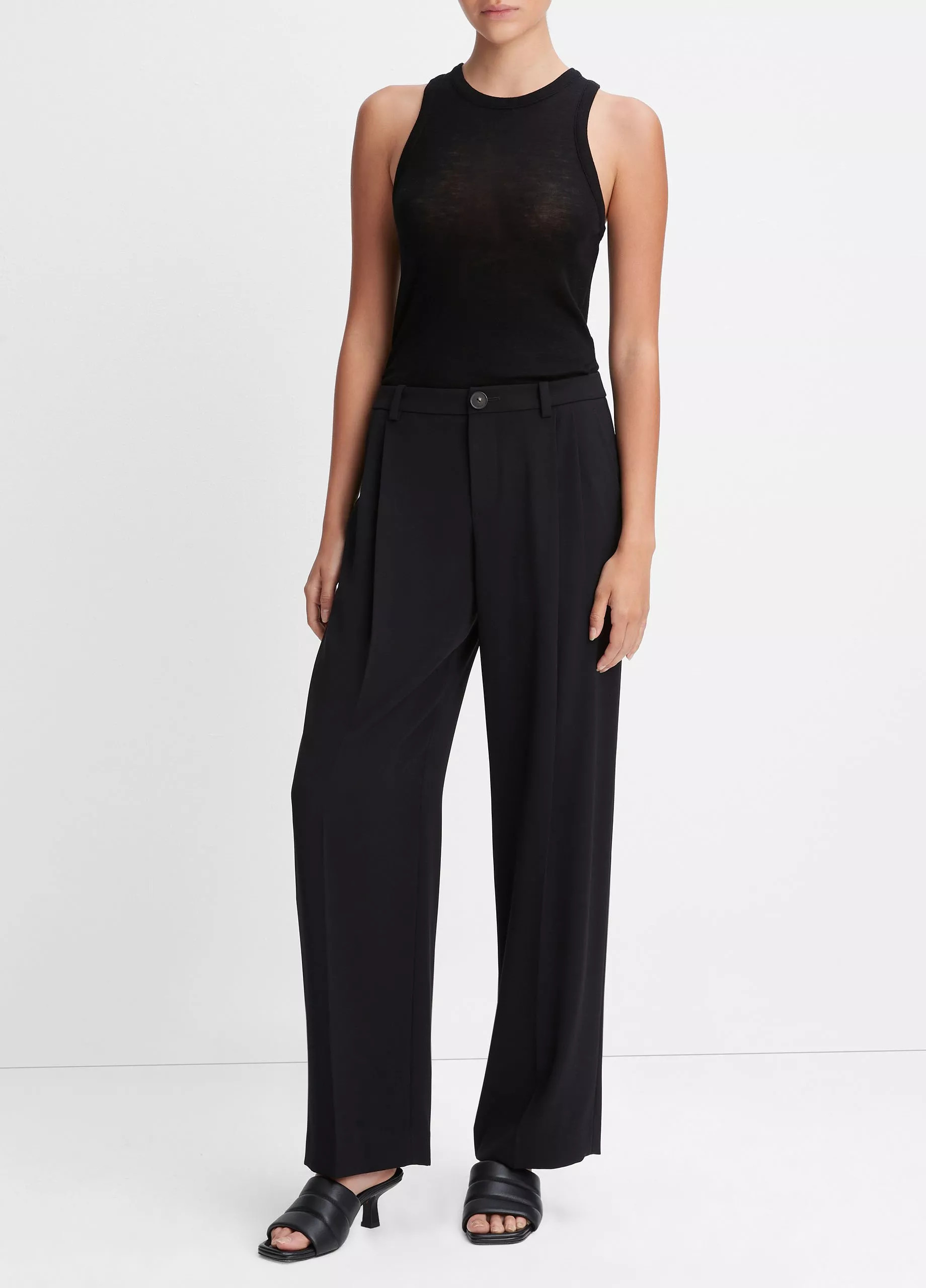 Drop-Waist Pleated Crepe Trouser | Vince LLC