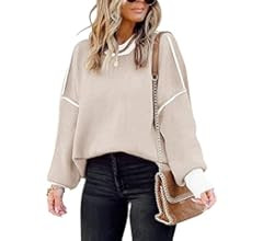 ETCYY Oversized Sweaters for Women Fall 2023 Trendy Crewneck Batwing Long Sleeve Knit Tops Side S... | Amazon (US)