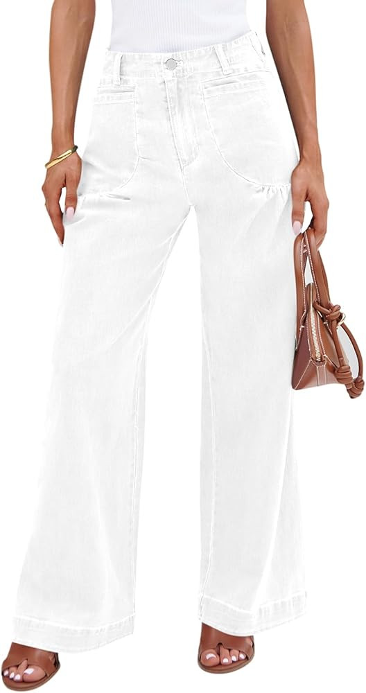 Cicy Bell Womens Wide Leg Jeans High Waisted Stretchy Pleated Baggy Loose Denim Casual Pants with... | Amazon (US)