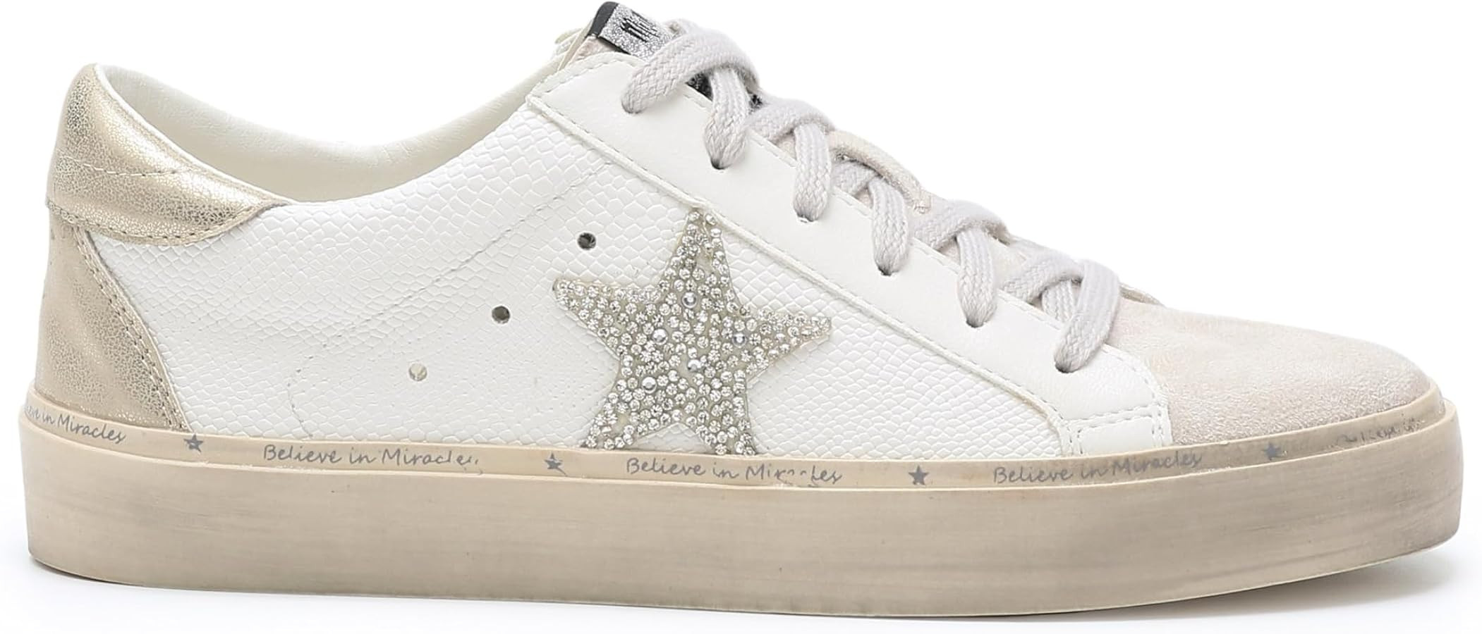 Mi.iM Gaby Rubber Sole Lace-up Snake Print Suede Star Sneakers | Amazon (US)