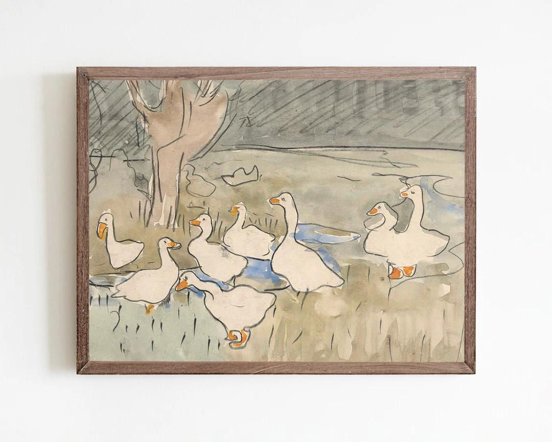 Vintage Geese Print  Antique Spring Duck Painting  Vintage - Etsy | Etsy (US)