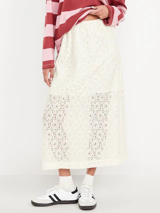 High-Waisted Lace Midi Skirt | Old Navy | Old Navy (US)