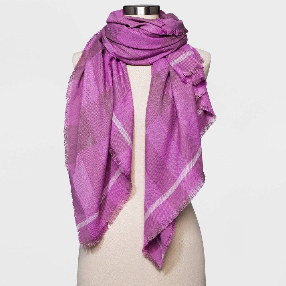Women's Textured Check Wrap Scarf - Universal Thread Purple | Target