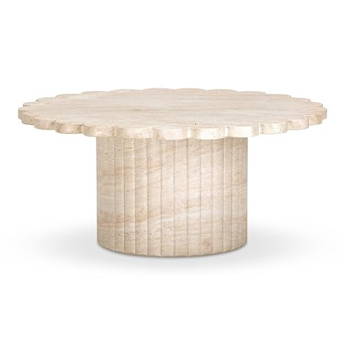 Tov Furniture Blossom Washed Travertine Finish Indoor/Outdoor Coffee Table | Amazon (US)