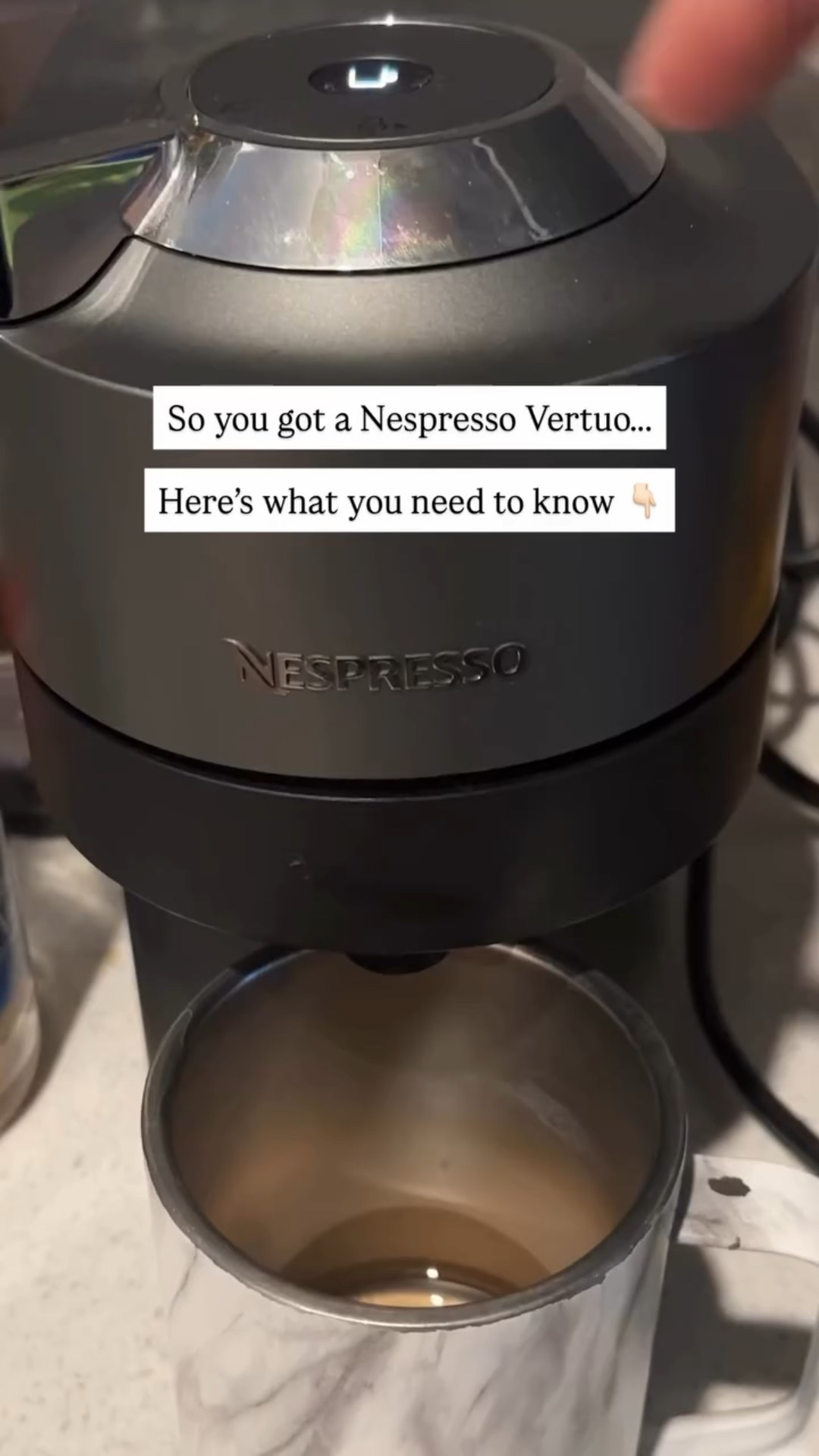 Number 3 is the most important…

1. Expert Mode: Double tap the brew button to concentrate coffee into a smaller serving (coffee size capsule to double espresso, espresso capsule to ristretto etc). Super useful tip if you make more lattes than any other drink! 

2. Did your Nespresso machine come without the Aeroccino3 milk frother? Honestly… You could start with a handheld frother. I do love that the Aeroccino3 heats the milk and froth (or keeps it cold for your iced lattes), so that is what I will typically use. 

3. CLEAN YOUR NESPRESSO! 🫧 Use your Nespresso app to begin the process or triple tap the brew button to run a rinse cycle. The taste and quality of your espresso drinks will improve SIGNIFICANTLY when you clean your machine regularly. 
I try to clean/rinse weekly, descale every 3 months depending on how often you use it (the more often you use it, the more often you’ll want to descale)
3a - Your machine will also let you know when it’s due for a descale! The brew button will flash orange when you turn it on.

#nespressovertuo #nespressomoments

#LTKcanada #LTKhome