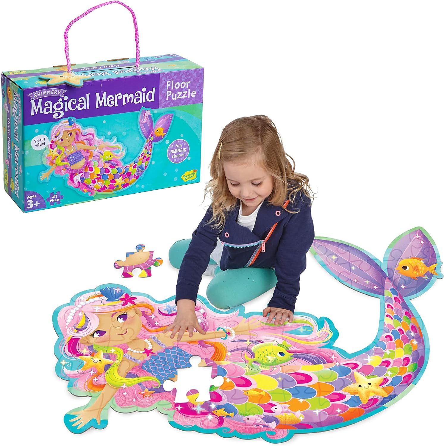 Amazon.com: Peaceable Kingdom Shimmery Magical Mermaid Floor Puzzle : Toys & Games | Amazon (US)
