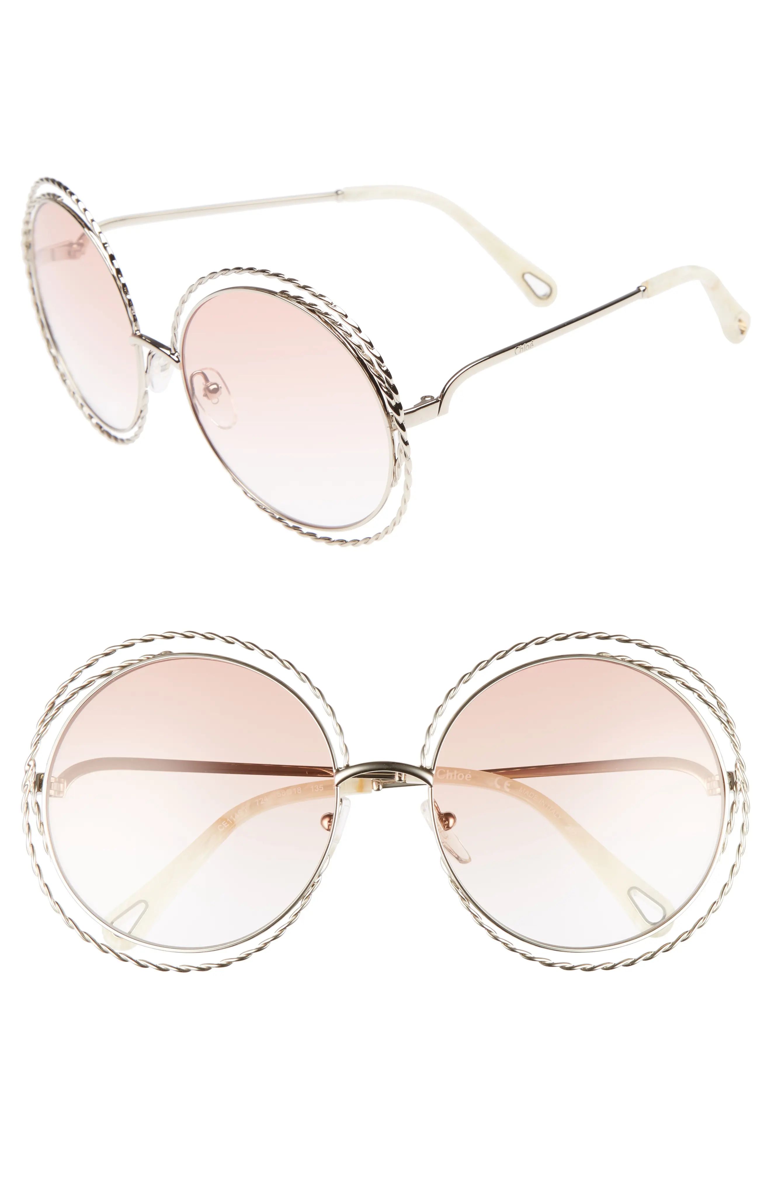 Chloé Carlina Torsade 58mm Round Sunglasses | Nordstrom