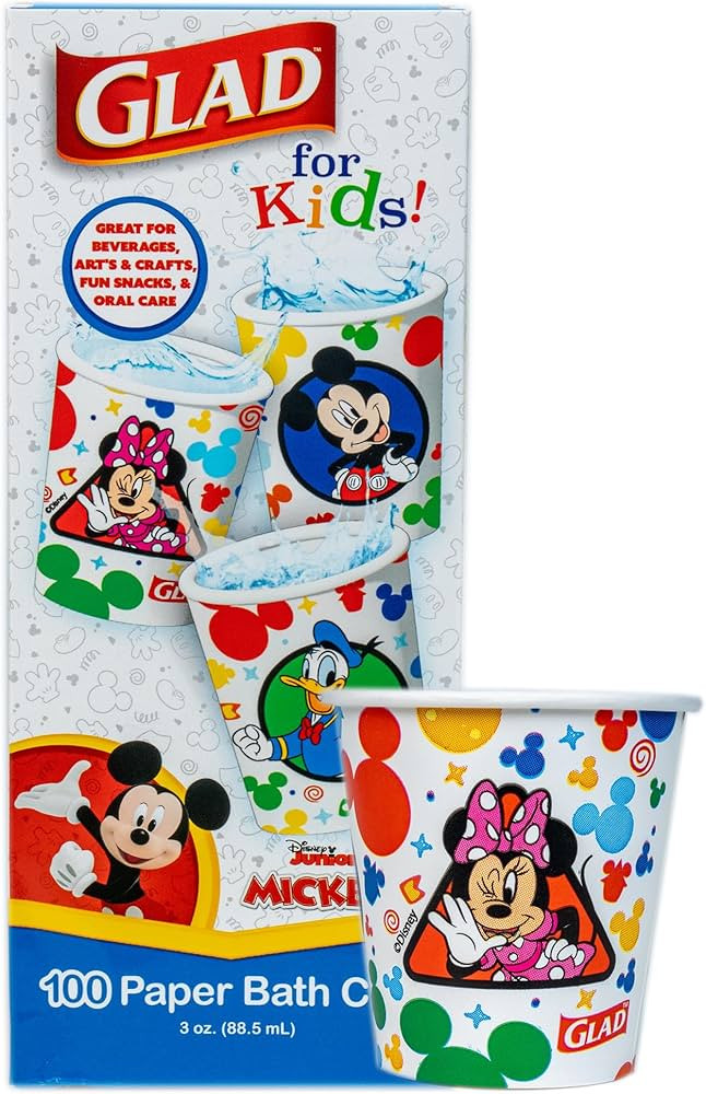 Glad for Kids Disney Mickey & Friends Disposable Mini Paper Cups - Colorful Heavy Duty, Soak Proo... | Amazon (US)