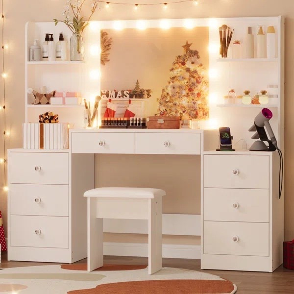 Put on your best holiday looks with a new and beautiful makeup vanity! The Greyden Zeibek Large Makeuo Vanity is ON SALE and is under $300.

Keywords: Bedroom, vanity, makeup vanity, gifts for her



#LTKSaleAlert #LTKHoliday #LTKHome