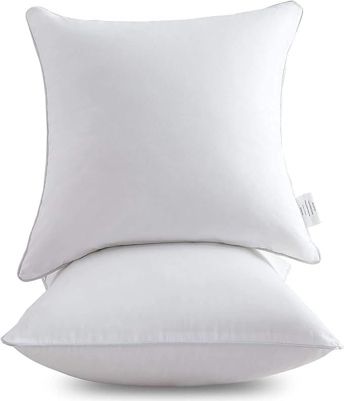 Leeden 22 x 22 Pillow Inserts (Set of 2) - Throw Pillow Inserts with 100% Cotton Cover - 22 Inch ... | Amazon (US)