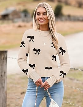 Zeagoo Women's 2025 Fall Crewneck Cropped Sweater Trendy Long Sleeve Ribbed Knit Pullover Jumper ... | Amazon (US)