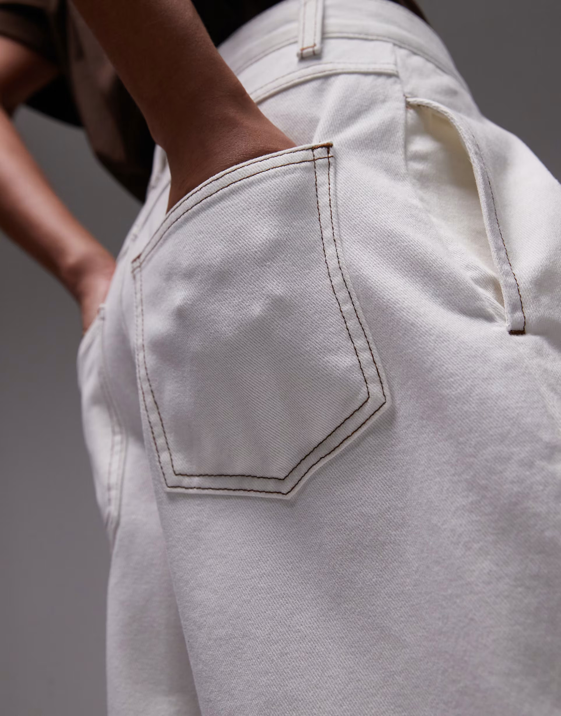 ASOS DESIGN denim wrap detail wide leg jean in ecru | ASOS | ASOS (Global)