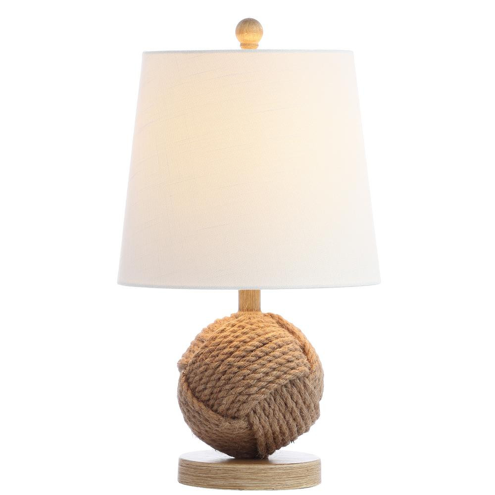 JONATHAN Y Monkey Fist 18 in. Rope Ball LED Table Lamp, Natural-JYL6500A - The Home Depot | The Home Depot