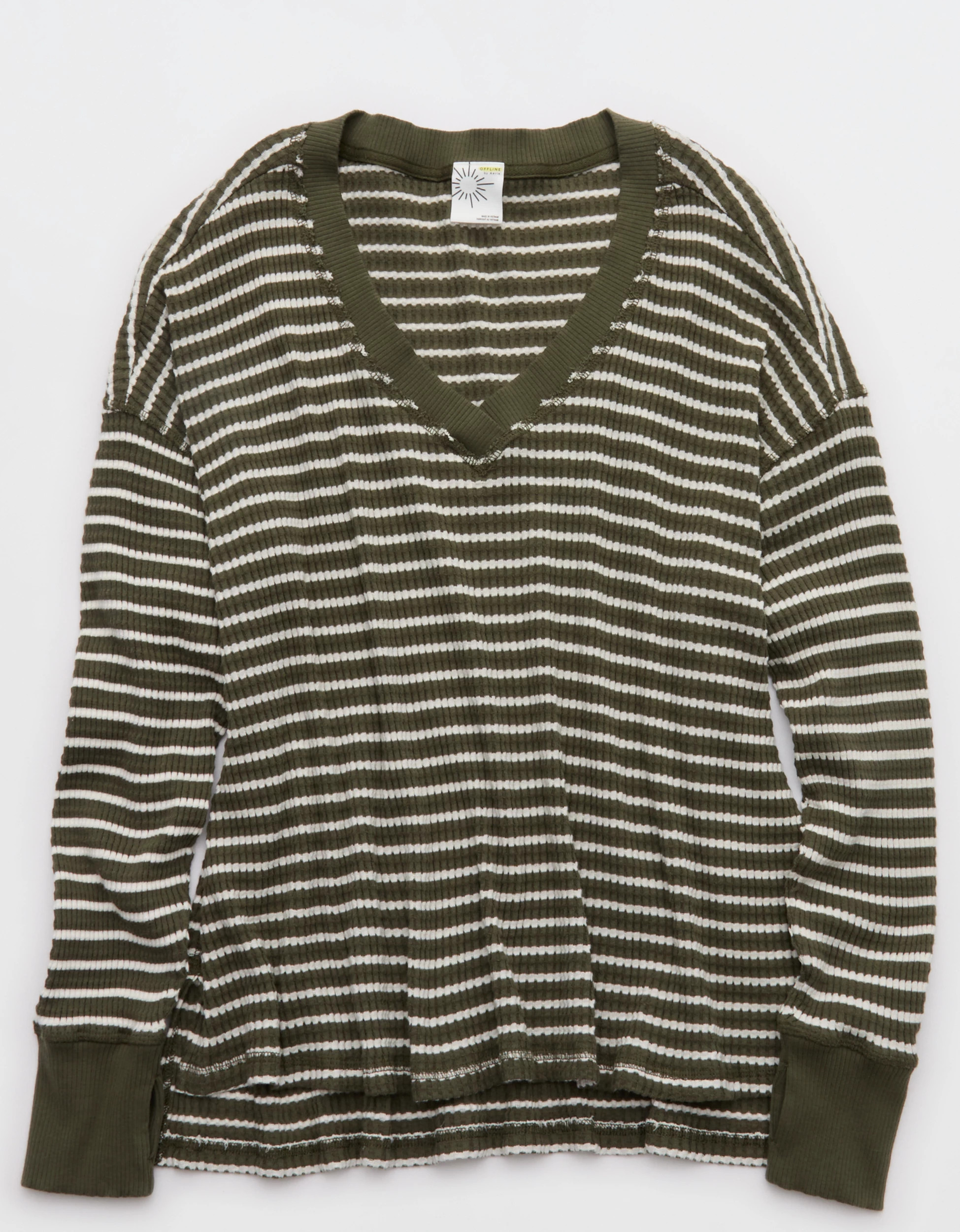 OFFLINE By Aerie Wow! Waffle Long Sleeve V Neck T-Shirt | Aerie