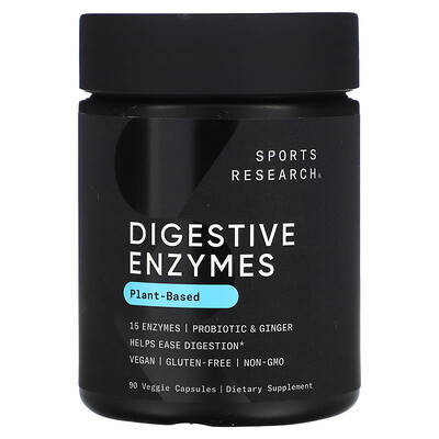 Sports Research, Plant-Based Digestive Enzymes, 90 Veggie Capsules | iHerb
