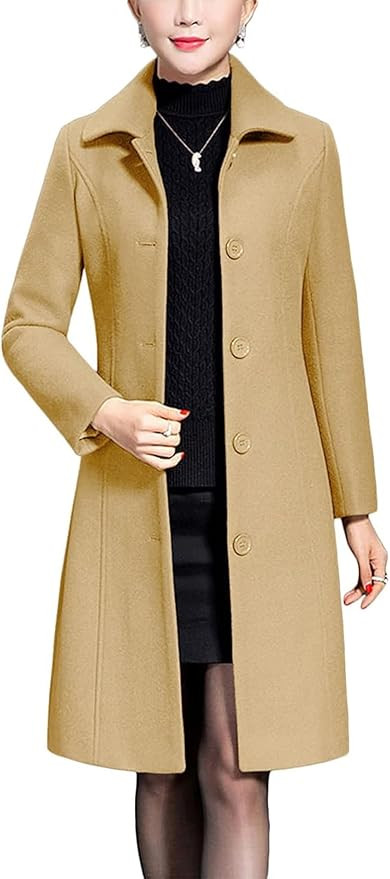 Jenkoon Women's Wool Trench Coat Winter Long Thick Overcoat Walker Coats | Amazon (US)