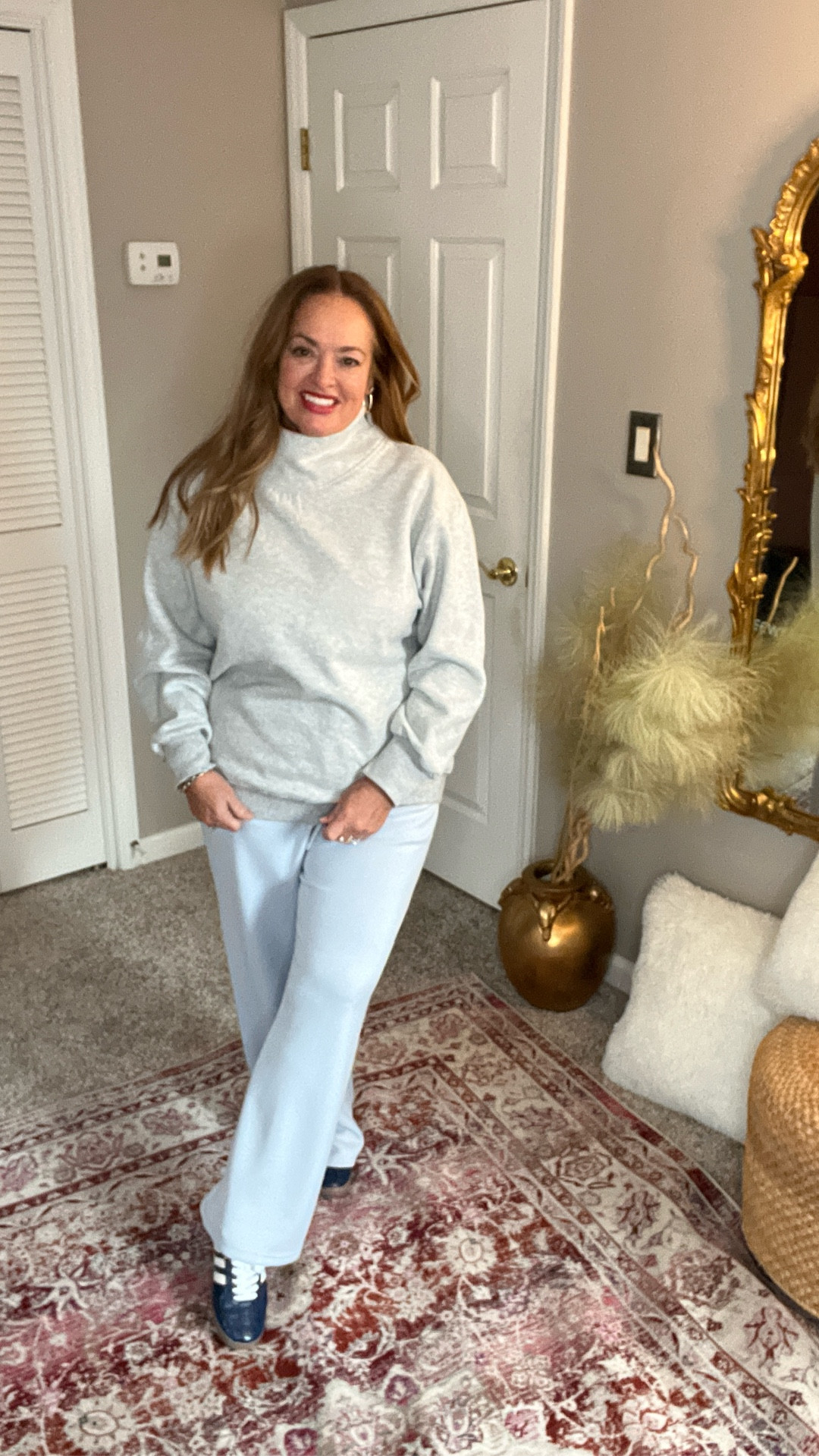 A cozy sweatshirt but with a cool mock neck detail! It has a small v in for more room. Perfect for lunging, college kids and winter evenings.


#LTKmorningroutine #LTKmomlife #LTKfitnessgoals