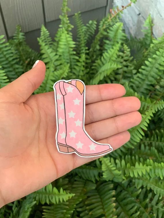 Pink Star Cowboy Boot  Waterproof Glossy Sticker  Cowgirl | Etsy | Etsy (US)