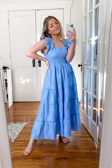 Hill House Nap Dress is Blue Hydrangea - wearing size small 

Would be perfect for Easter! 
-also tagged an identical version that’s currently on sale for $60 (originally $240)

#LTKstyletip #LTKSeasonal #LTKsalealert