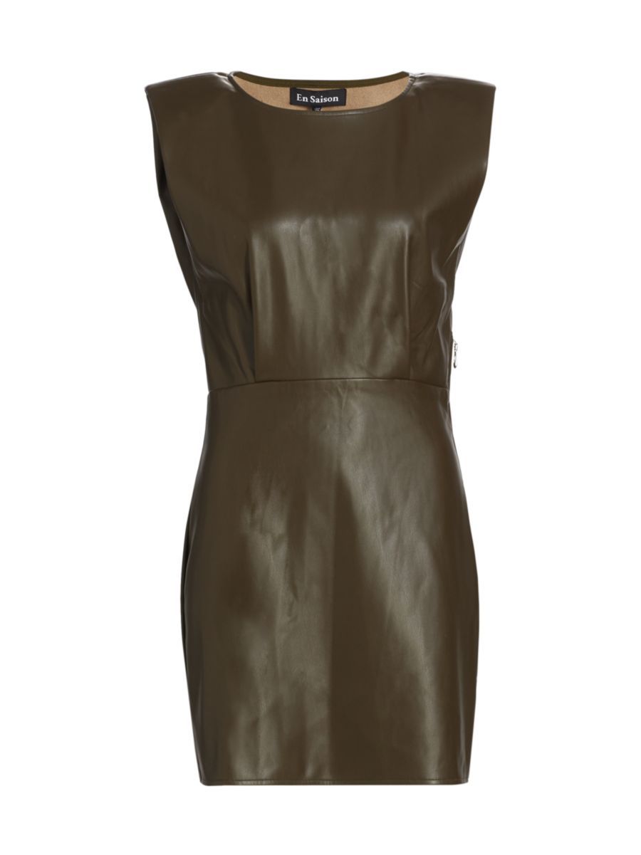 Lana Vegan Leather Padded Shoulder Minidress | Saks Fifth Avenue
