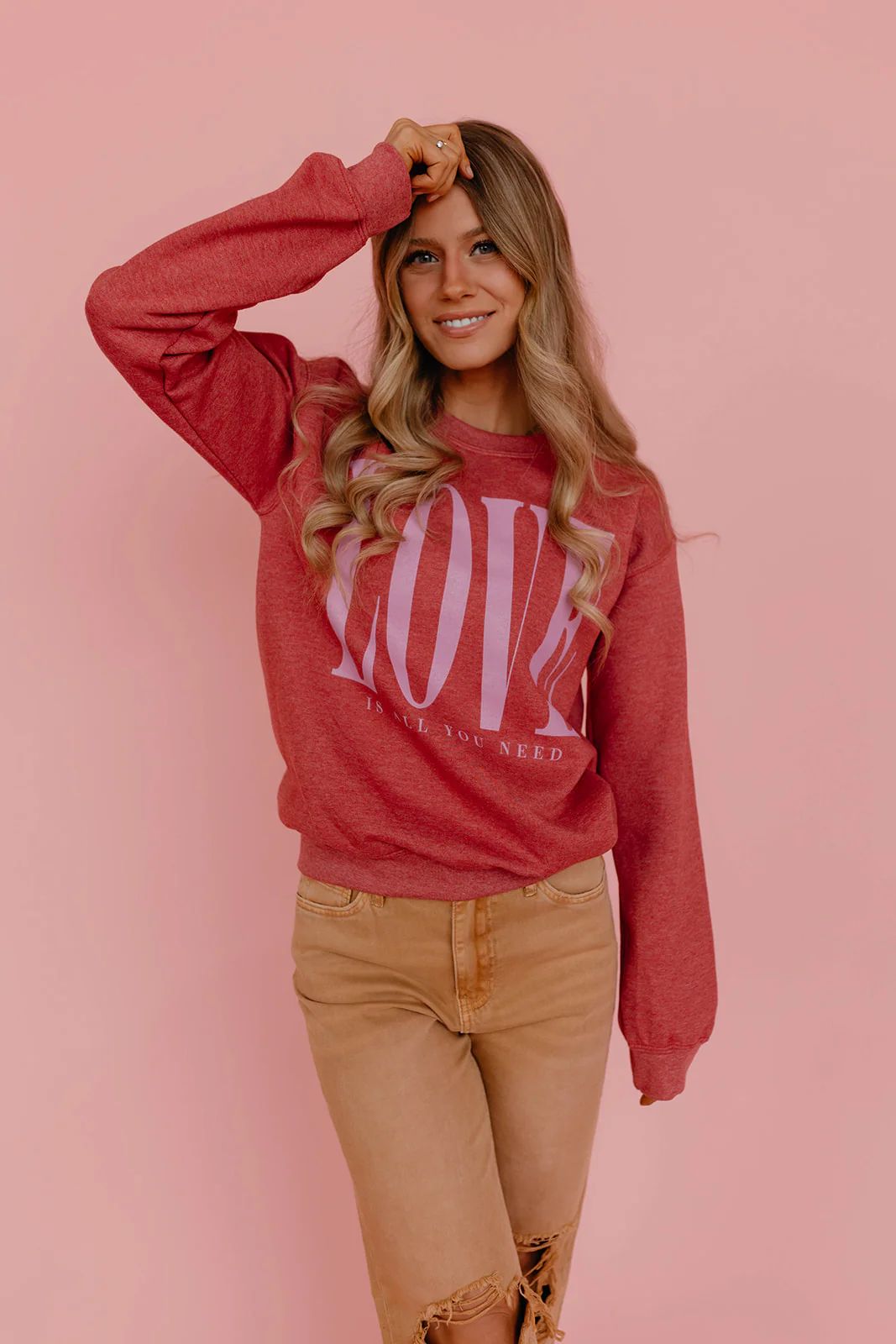 THE LOVE IS ALL YOU NEED PULLOVER IN SCARLET BY PINK DESERT | Pink Desert
