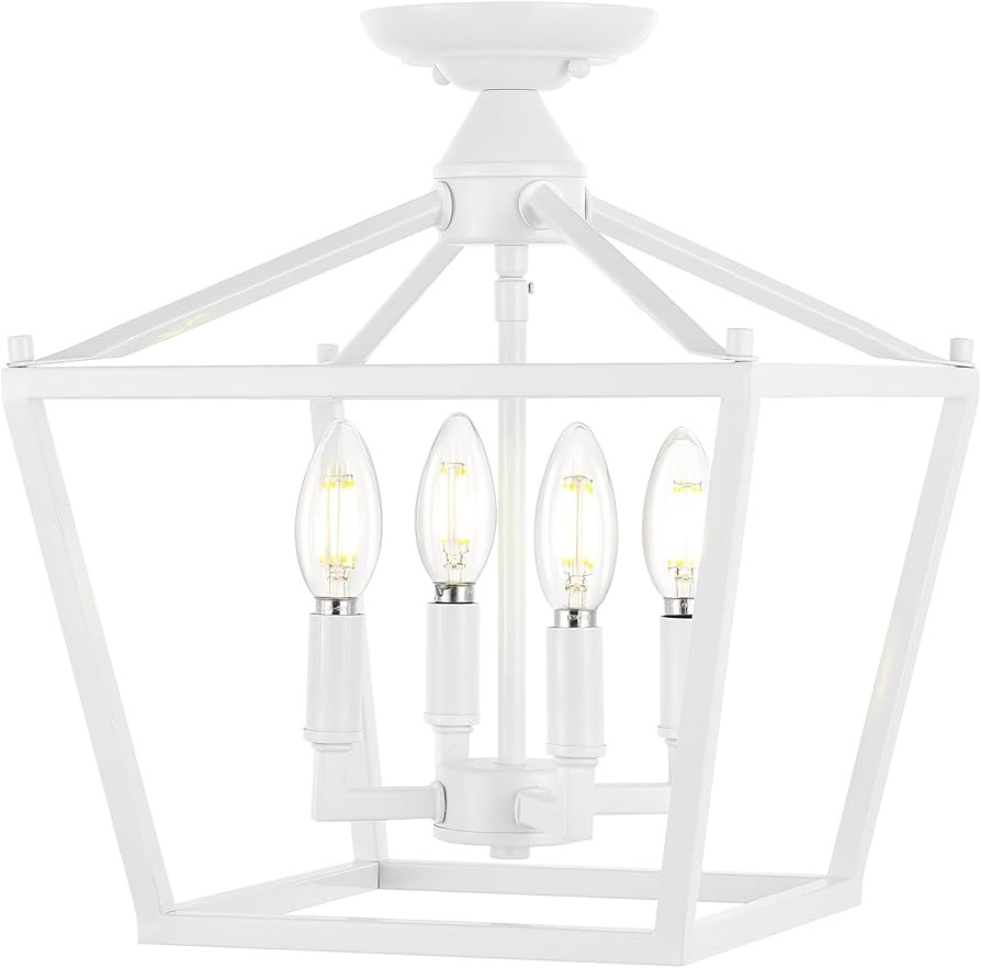 JONATHAN Y JYL7610E Plains Mini Lantern 12" 4-Light Iron Modern Farmhouse LED Flush Mount, Office... | Amazon (US)
