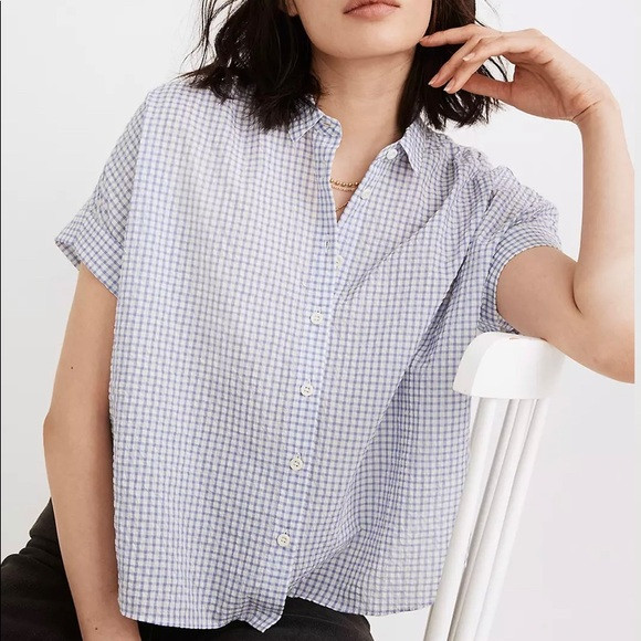 Madewell Seersucker shirt, Gingham check, size S | Poshmark