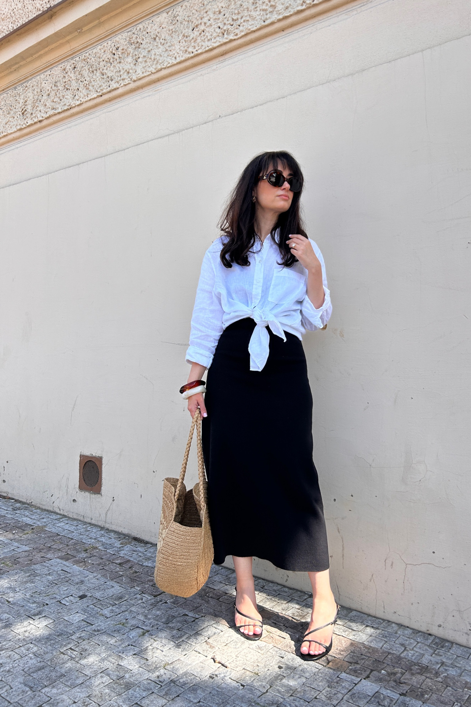 Shirt: H&M
Dress: Sezane
Sandals: Zara
Bag: Sezane
Sunglasses: Celine
Bracelets: Anna Rossi Jewelry

#LTKtravel #LTKsummer