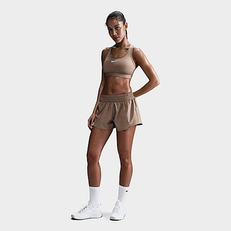 Nike Women's Swoosh Support Sports Bra in Brown/Mink Brown Size Medium 100% Polyester/Spandex | Finish Line (US)