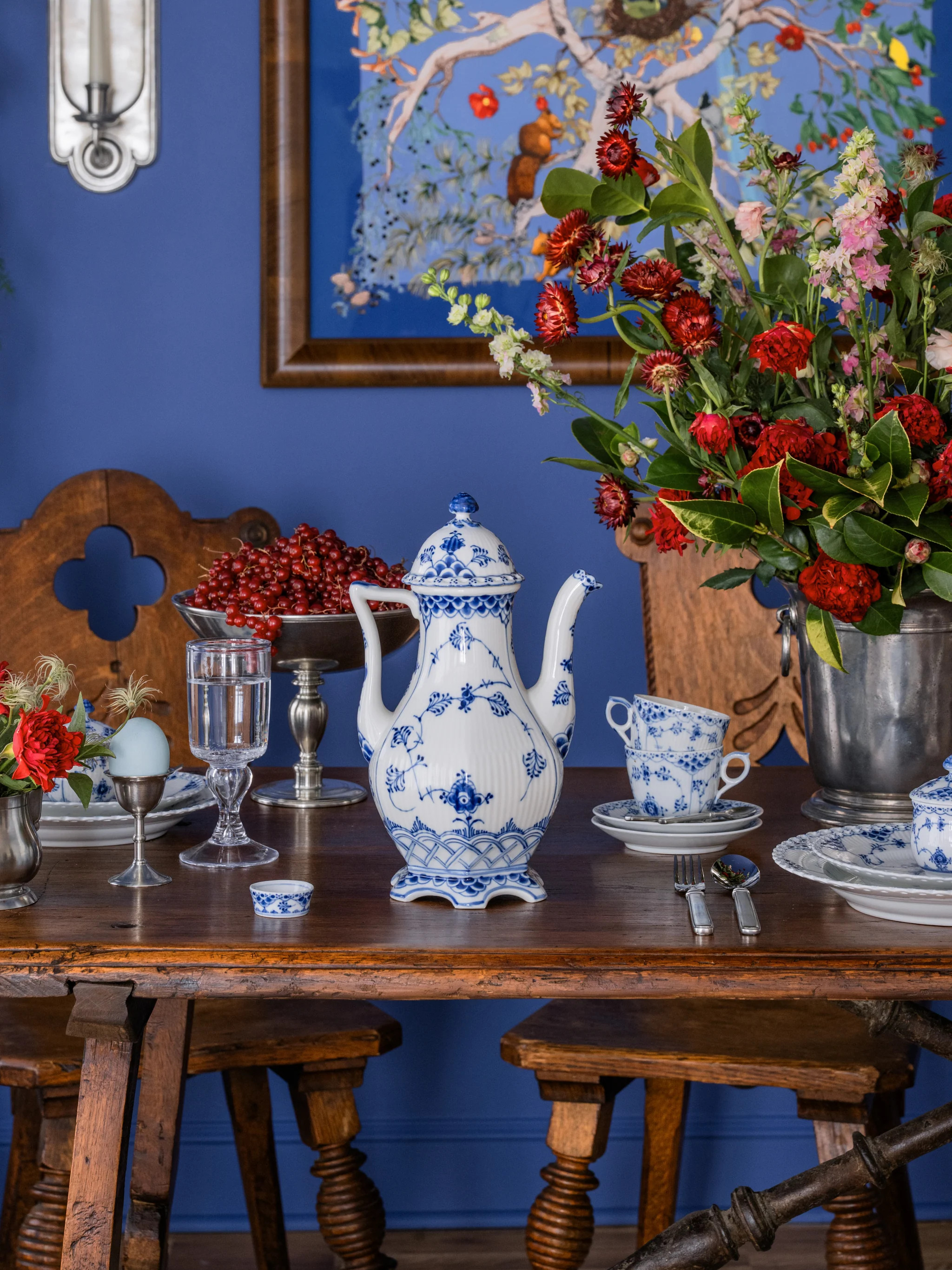 Vintage Royal Copenhagen Blue Fluted Full Lace Coffee Pot | Weston Table
