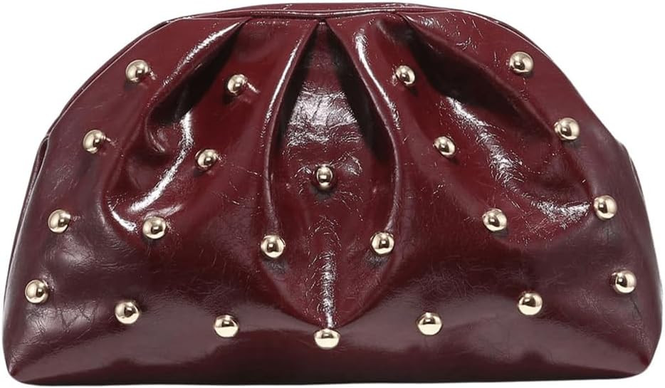 QWINEE Women's Elegant Studded Clutch Bag Magnet Ruched Bags Retro Vintage Evening Handbag | Amazon (US)