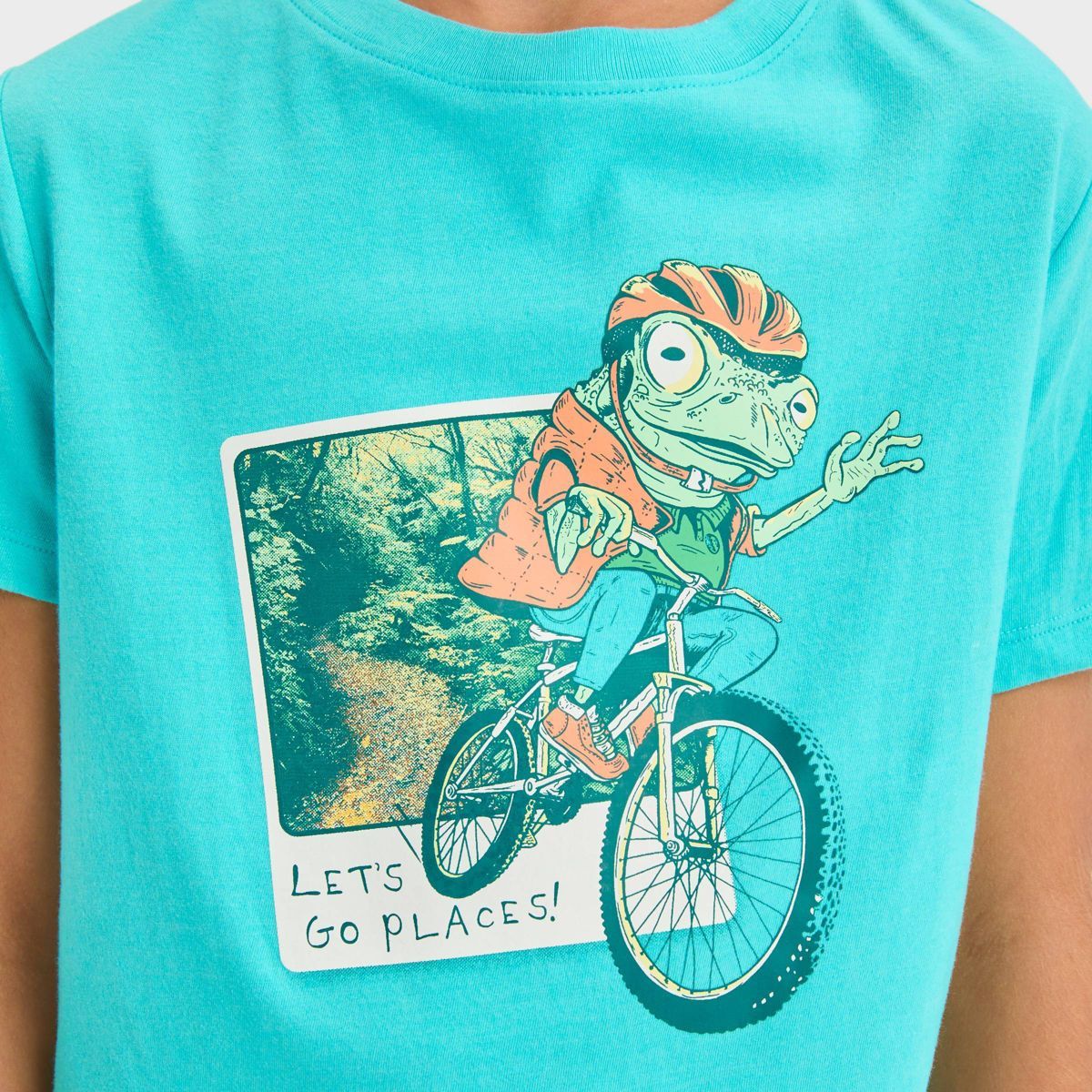 Boys' Short Sleeve Biking Frog Graphic T-Shirt - Cat & Jack™ Aqua Blue | Target